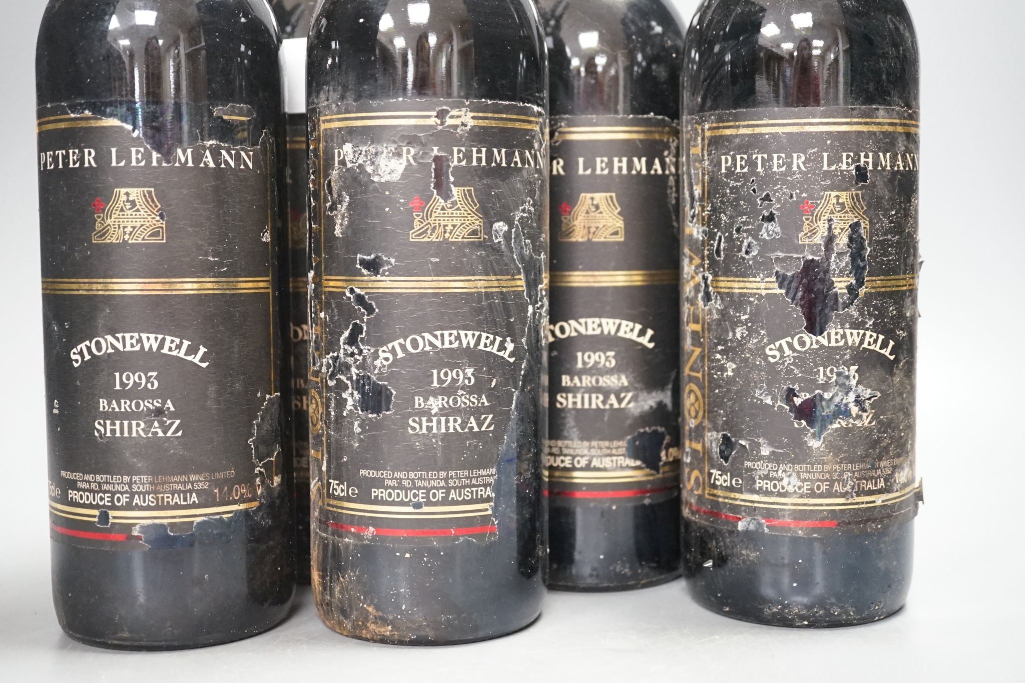 Five bottles of Peter Lehrmann Stonewell 1993 Shiraz